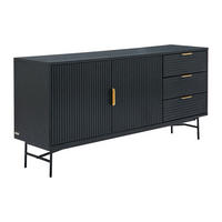 SIDEBOARD mit 2 Türen & 3 Schubladen - Eichenfurnier & Metall - Schwarz & Goldfarben - SIRIOLA - Schwarz, Metall (160/75/40cm) - Vente-Unique