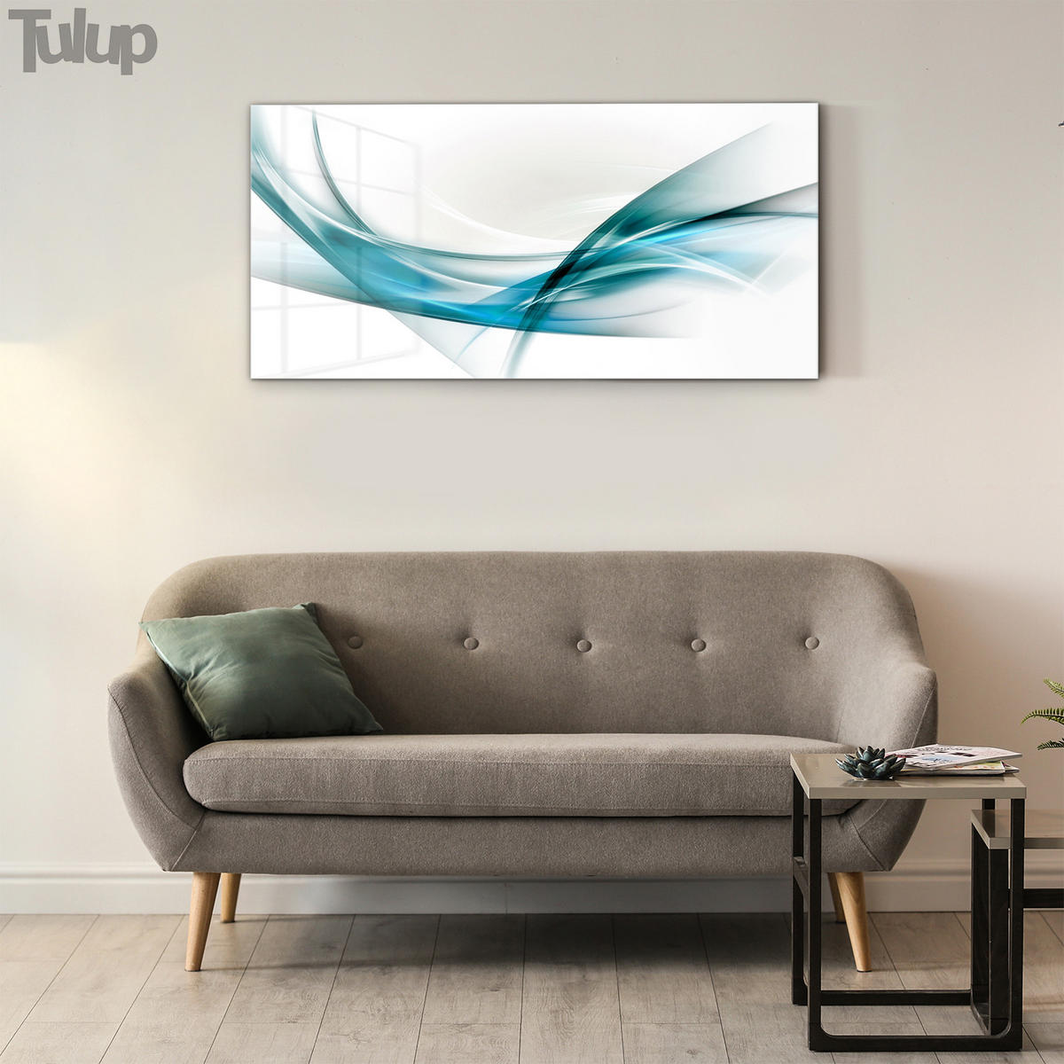 GLASBILD 120x60 cm Linienkunst - Hellblau, Glas (120/60cm) - TULUP