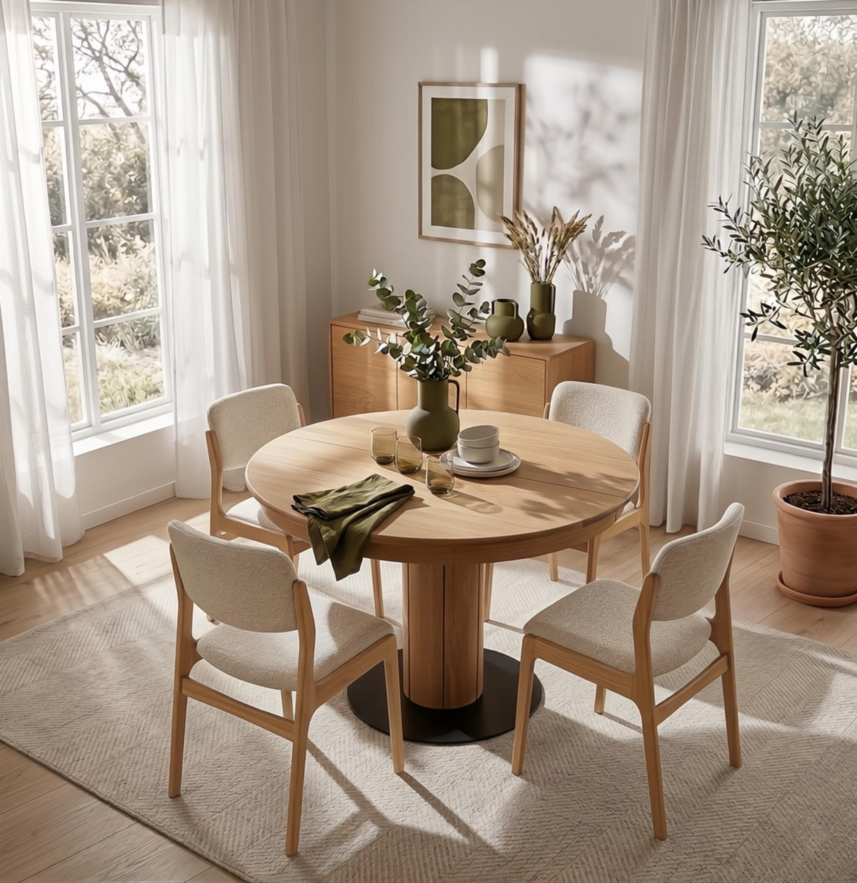 ESSTISCH Elin, Natur Massiveiche, matt lackiert - Beige, Holz (110/110/76cm) - WOODEK