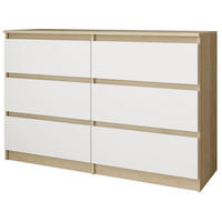 KOMMODE Look 100 cm mit sechs Schubladen, eiche Sonoma+weiß - Weiß/Sonoma Eiche, Holzwerkstoff (100/71/33cm) - Beautysofa