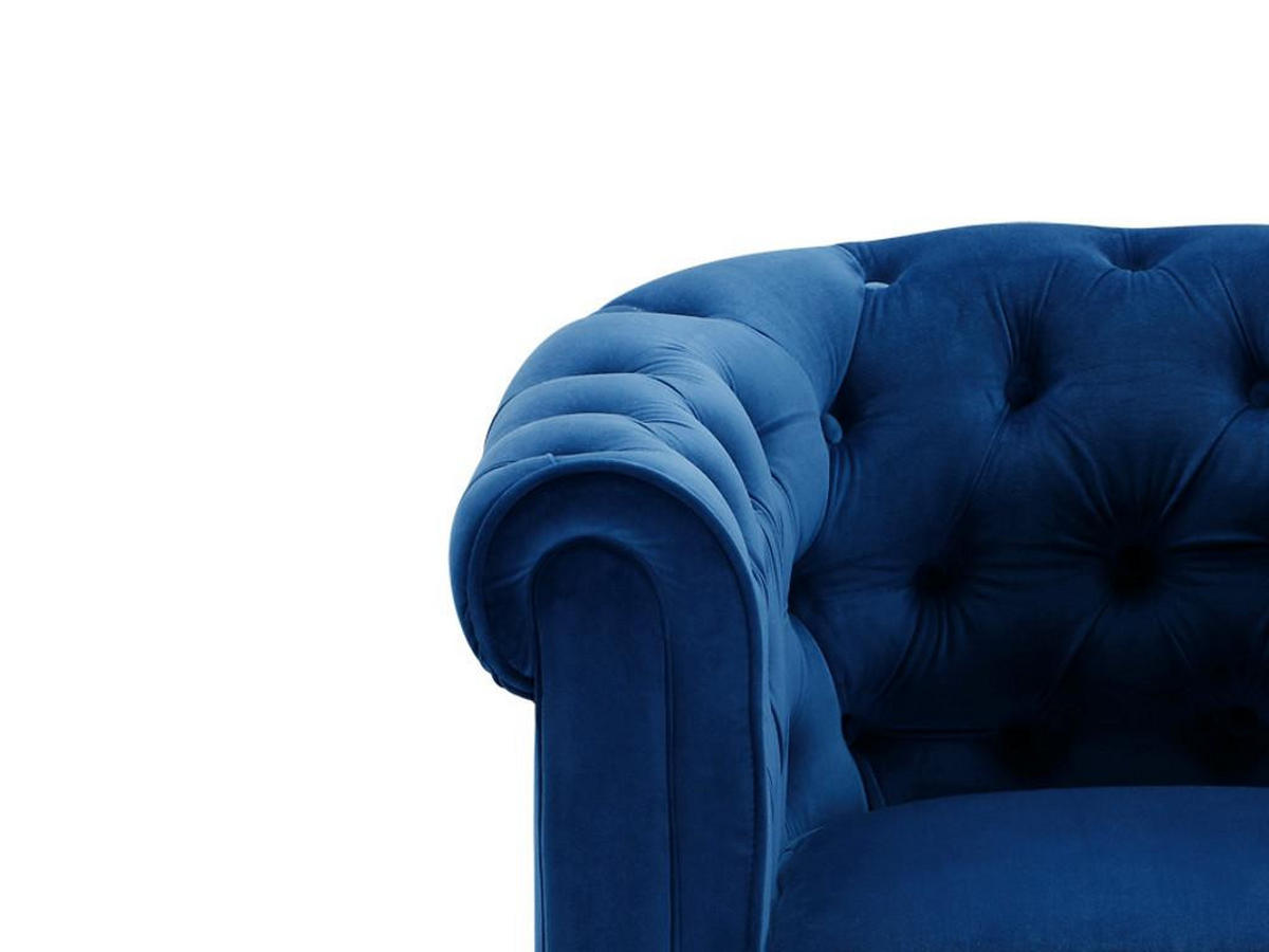 SOFA 3-Sitzer - Samt - Dunkelblau - CHESTERFIELD - Blau, Textil (88/72/205cm) - Vente-Unique