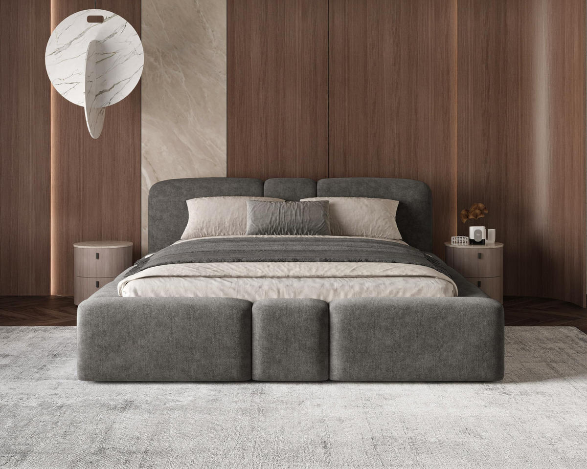 POLSTERBETT Monte140x200 cm- Bettkasten und Stauraum - Doppelbett mit Stabilem Metallrahmen - Anthrazit - Anthrazit, Holzwerkstoff (140/200cm) - Chilly