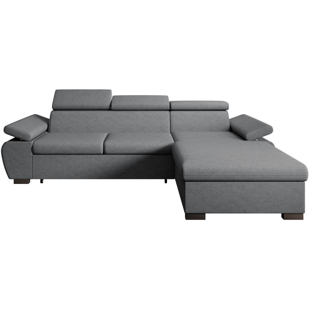 ECKSCHLAFSOFA Coco mit verstellbare Kopfstützen, dunkelgrau, rechts - Dunkelgrau, Textil (273/191cm) - Beautysofa