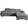 ECKSCHLAFSOFA Coco mit verstellbare Kopfstützen, dunkelgrau, rechts - Dunkelgrau, Textil (273/191cm) - Beautysofa