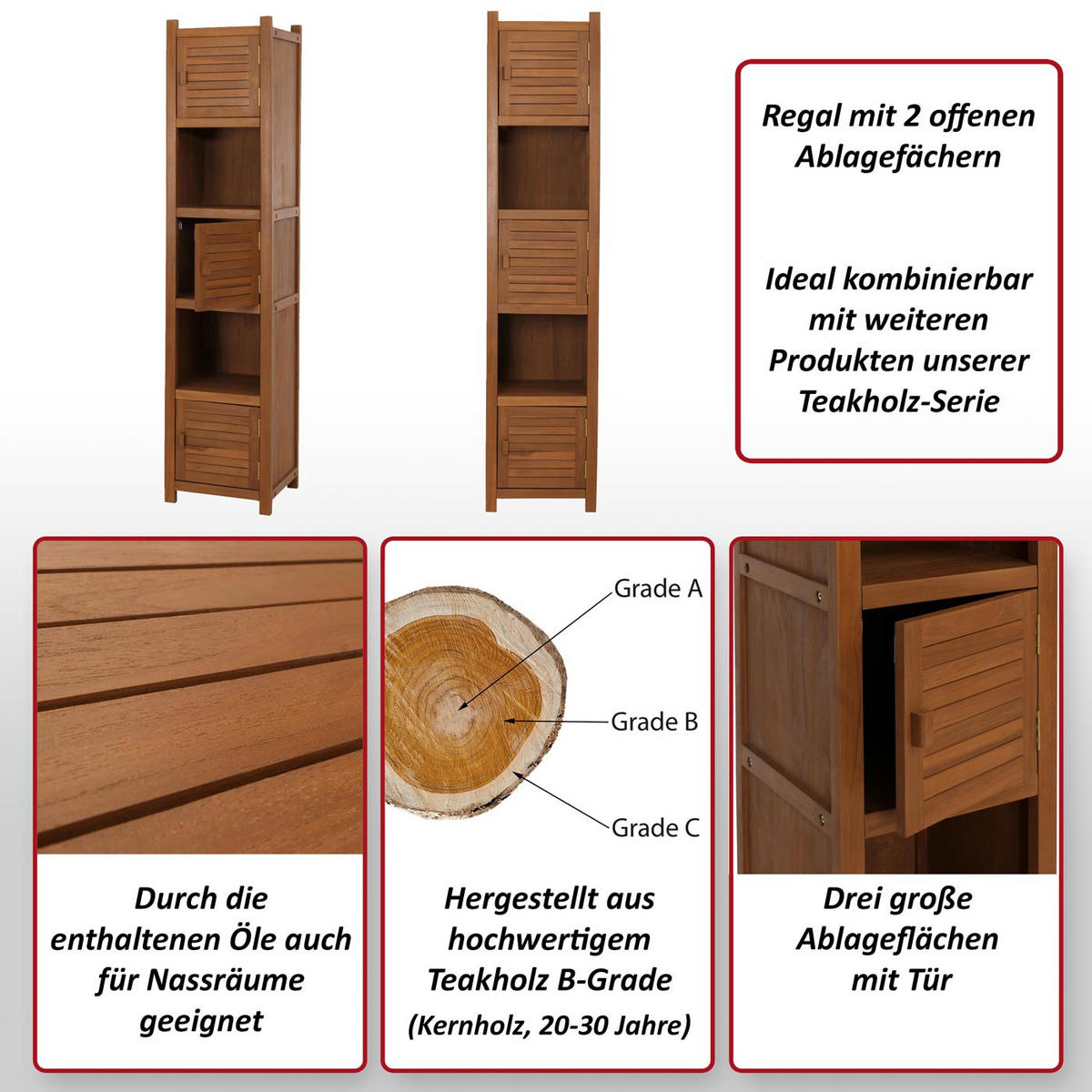 HOCHREGAL Braun - Braun, Holz (40/181/40cm) - MCW