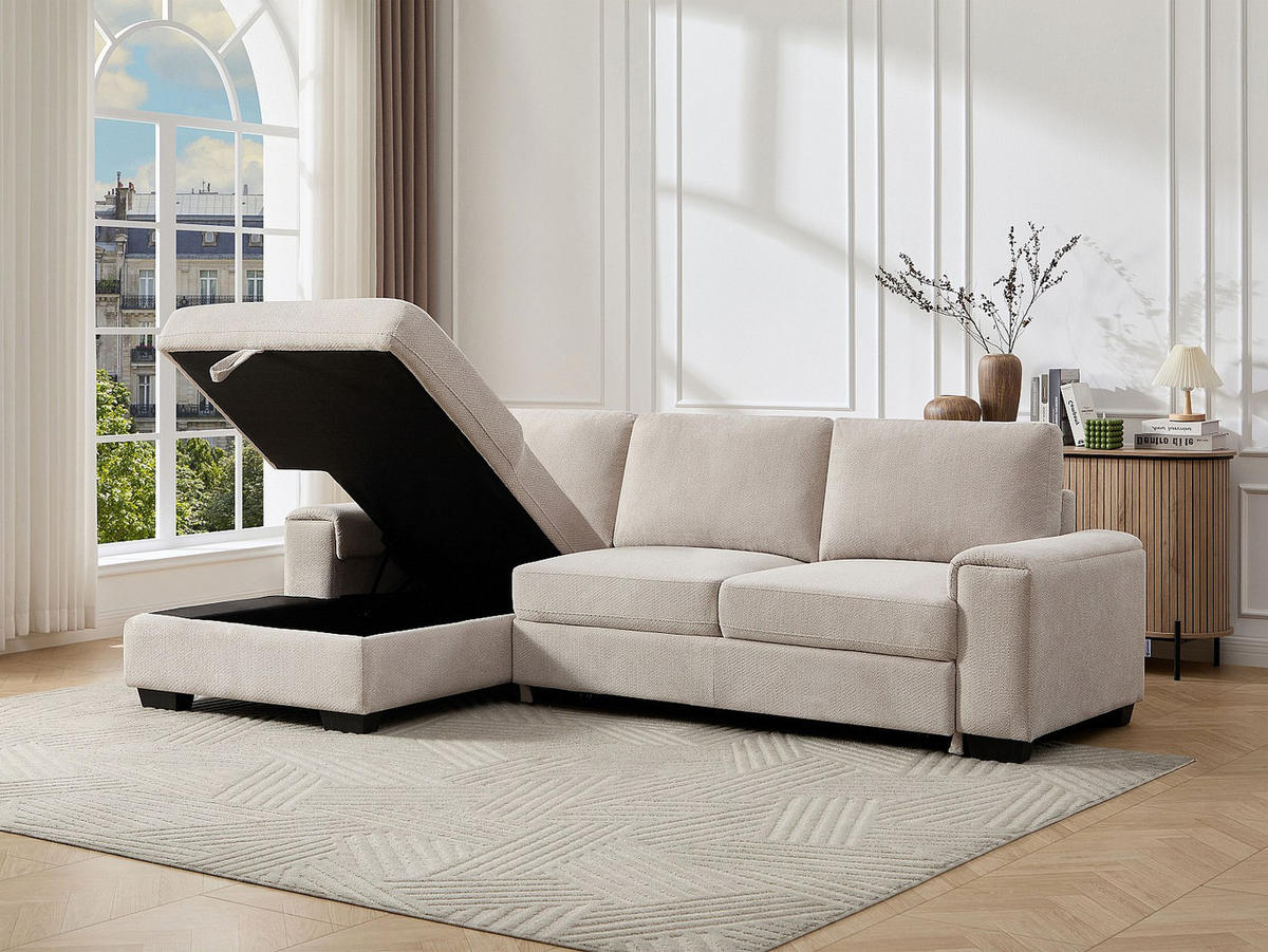 SCHLAFSOFA - 4 Personen - Stoff - Beige - - Beige, Textil (260/85/153cm) - Vente-Unique