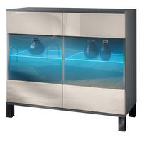 KOMMODE Bari Sandgrau Hochglanz - Sandfarben, Holzwerkstoff (92.5/84.5/35cm) - Vladon