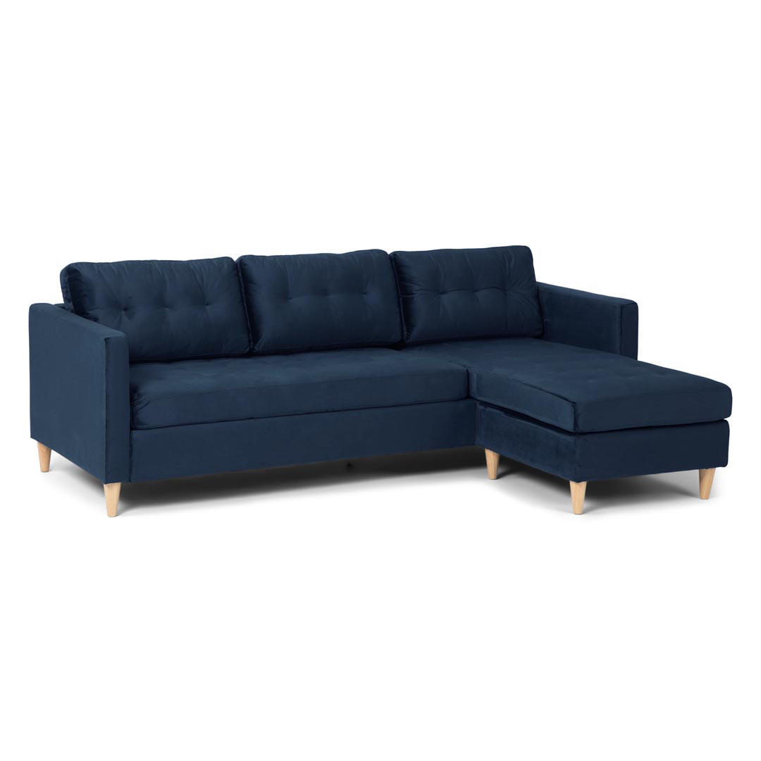 ECKSOFA Velours blau - Blau, Textil (219/151cm) - ebuy24