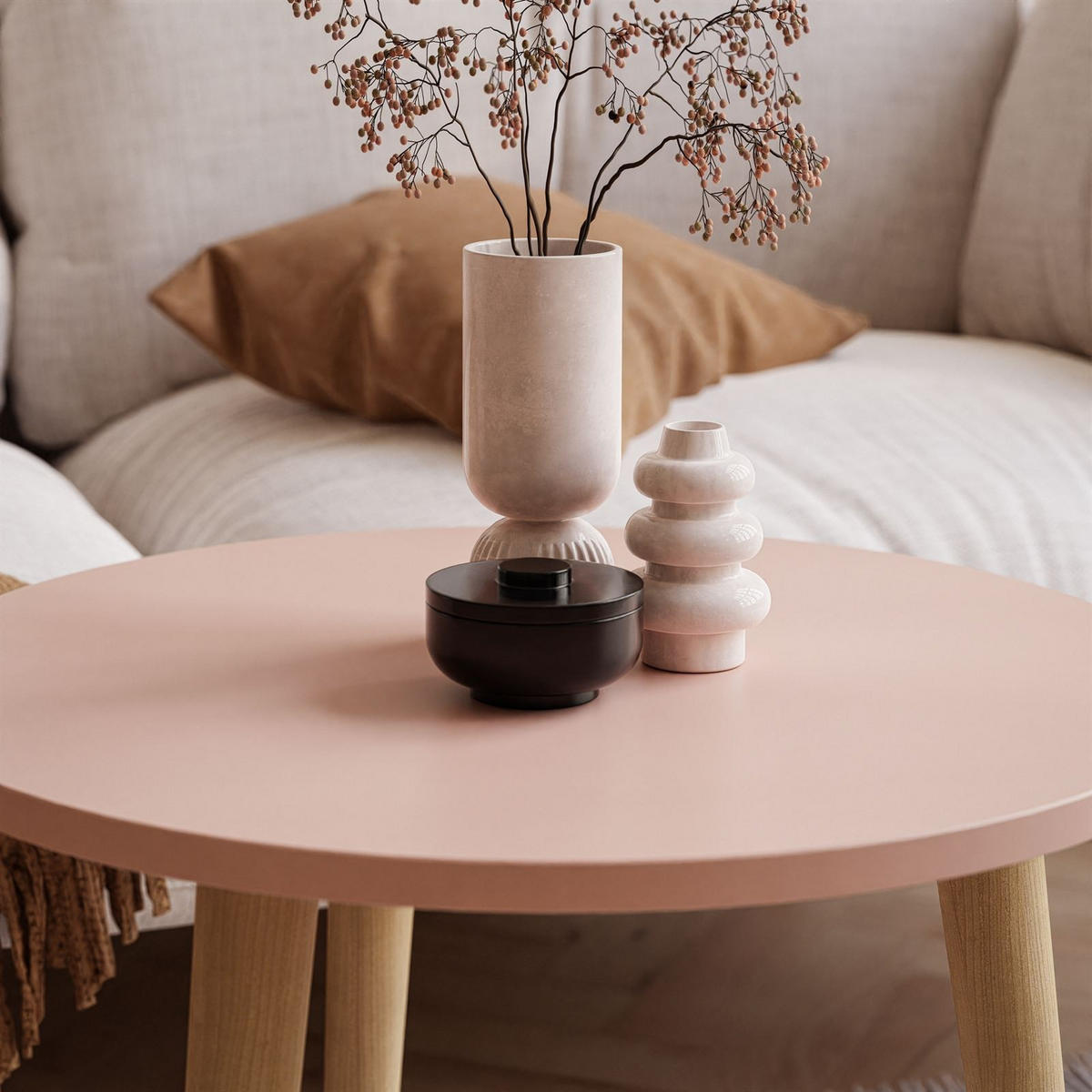 COUCHTISCH HARMONY Natürlich Rosa - Rosa, Holzwerkstoff (67/67/49cm) - Lookway