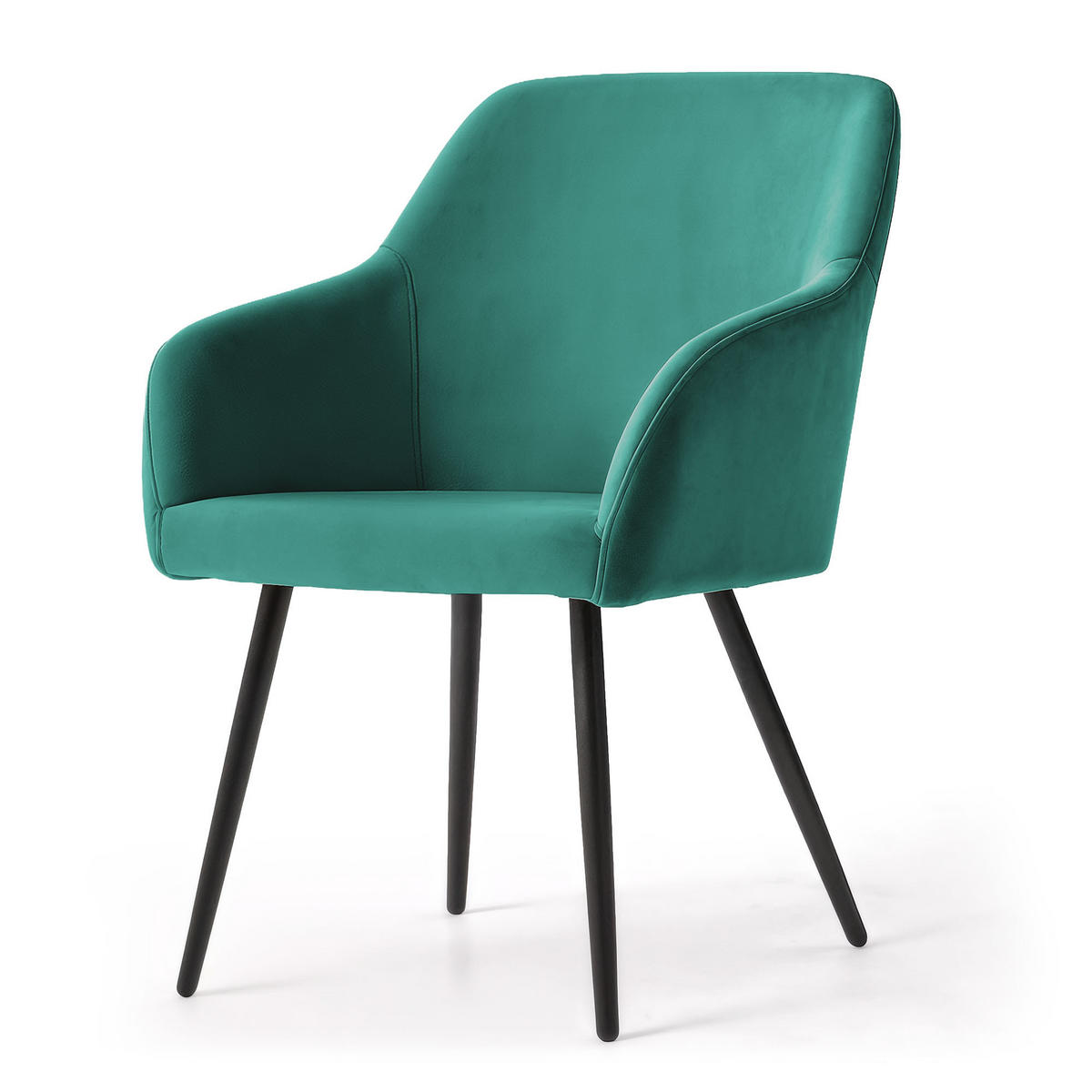 POLSTERSTUHL 2er Set, Metallbeine Grün, Schwarz 54,5/83/58 - Schwarz/Grün, Textil (55/83/58cm) - RAUMHIRSCH FURNITURE