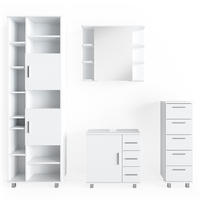 BADMÖBEL-SET Ilias Weiß 4 Teile, mit Hochschrank - Weiß, Holzwerkstoff (60/60/33cm) - Vicco