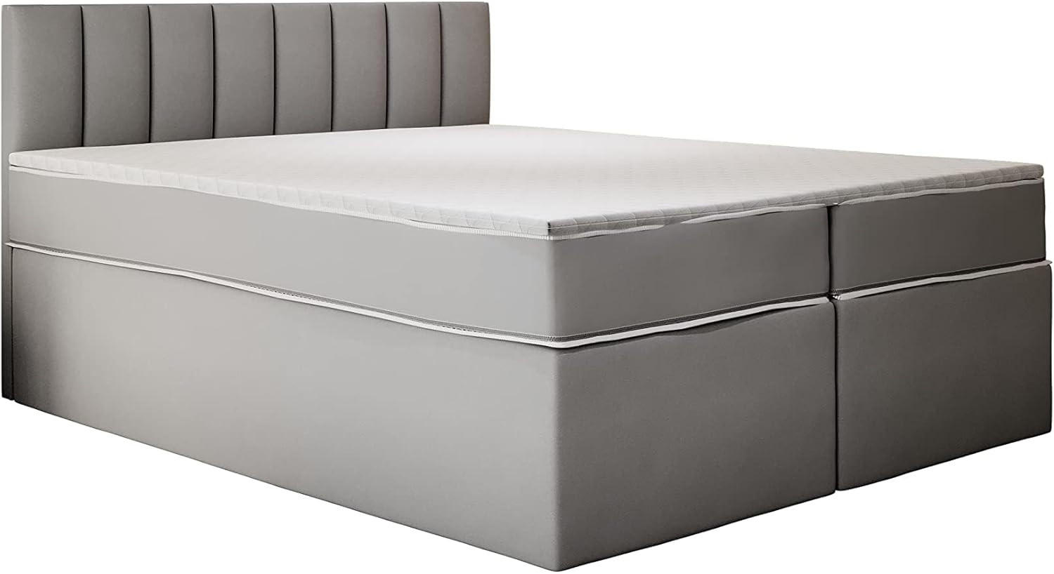 KONTINENTALBETT 100x200 cm mit Taschenmatratze, MIAMI, Visco Topper 5 cm, Grau - Grau, Kunststoff (100/200cm) - Trada