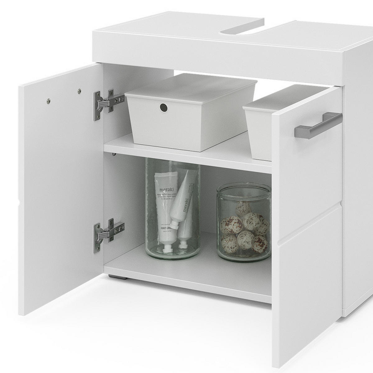 WASCHBECKENUNTERSCHRANK Luna Weiß 60 x 56 cm - Weiß, Holzwerkstoff (60/56/34cm) - Vicco