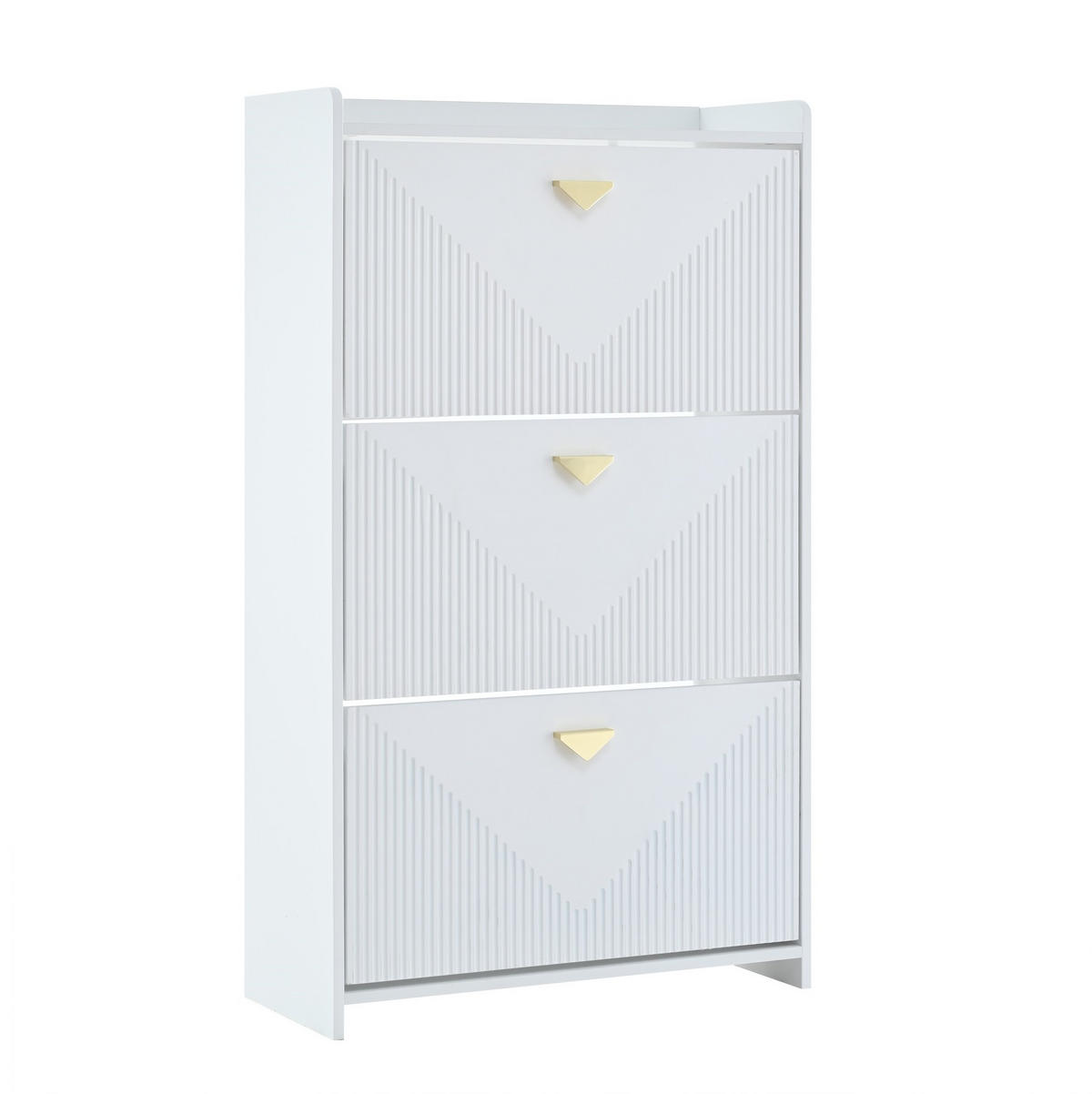 SCHUHSCHRANK 70/30/120 cm mit 3 Klapptüren, verstellbaren Fächern und MDF-Korpus, Weiß - Weiß, Holzwerkstoff (70/120/30cm) - Redom