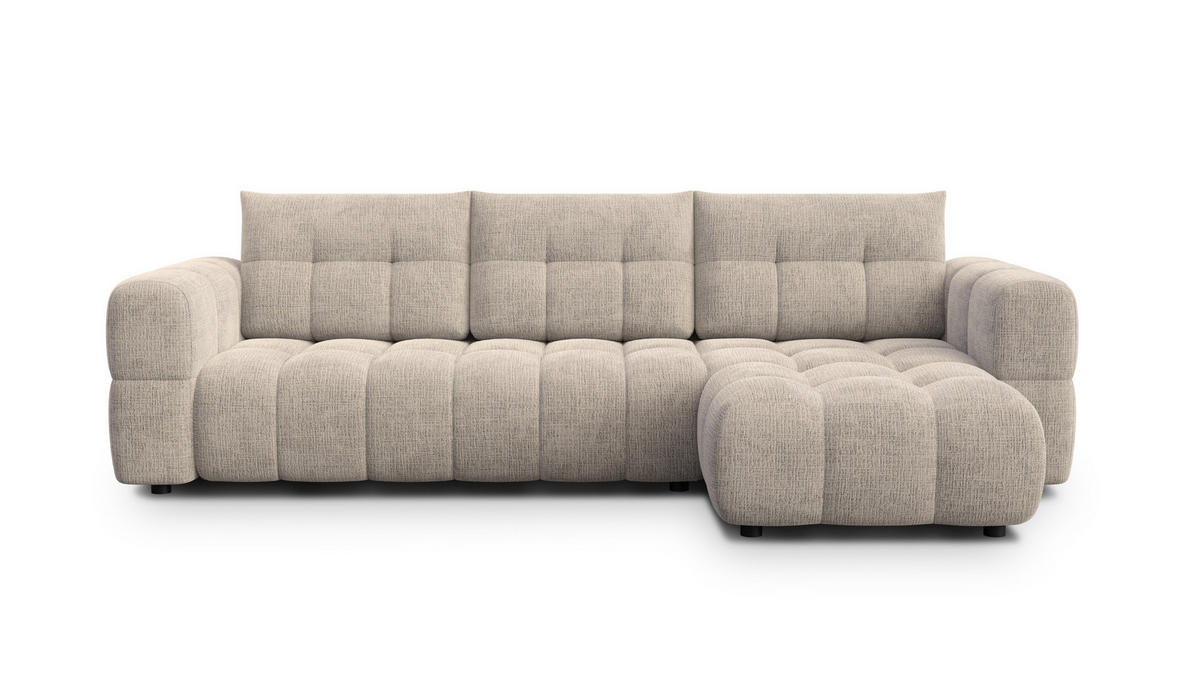 ECKSOFA CLOUDI 4-Sitzer rechts, beige - Beige/Schwarz, Holz/Textil (294/160cm) - Courtois Laville