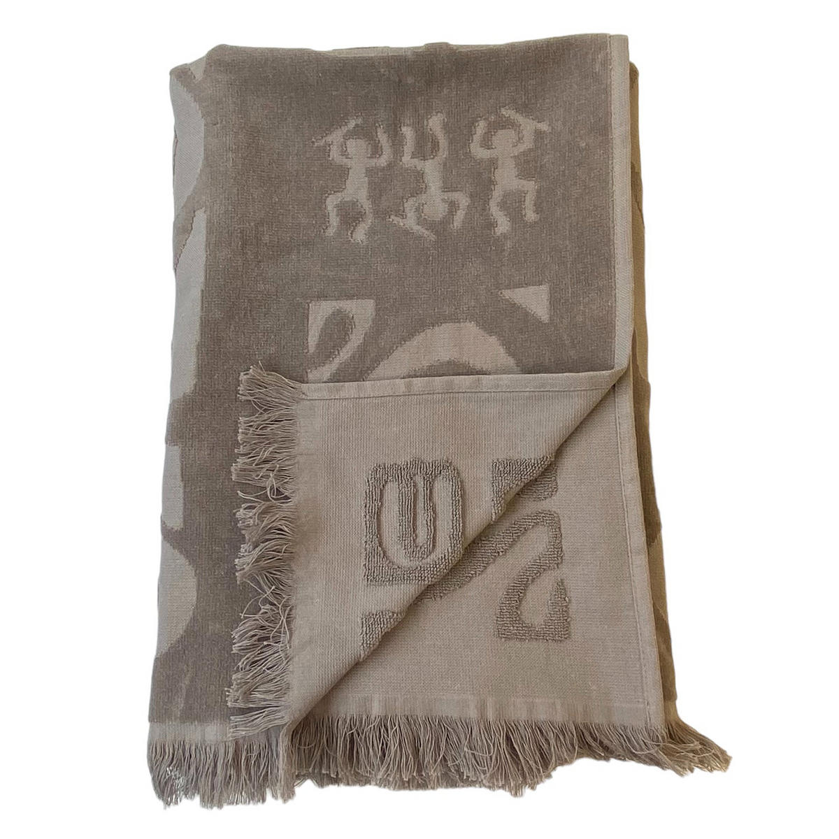 STRANDTUCH Frottee Velours Jacquard Ziseliert Izapa 90x170 340g/m² - Grau, Textil (90/170cm) - LE COMPTOIR DE LA PLAGE