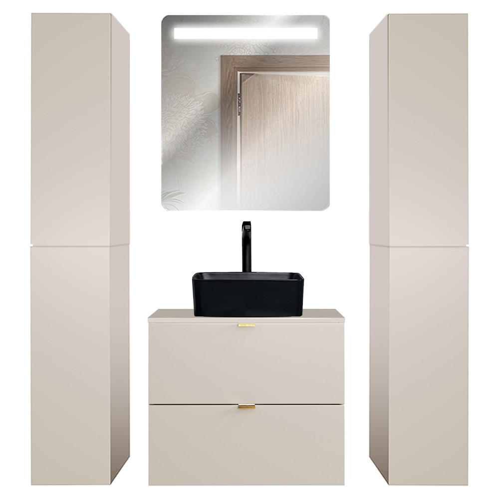 BADMÖBEL-SET 4-TLG. Durango-56 - Beige, Holzwerkstoff (150/200/47cm) - Lomado