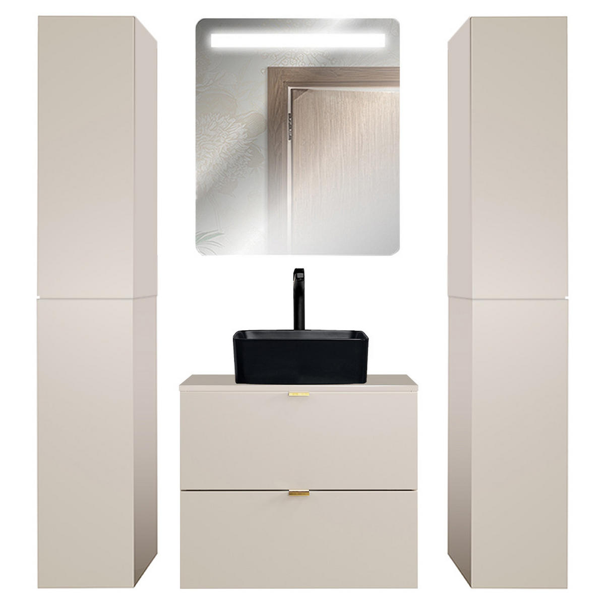 BADMÖBEL-SET 4-TLG. Durango-56 - Beige, Holzwerkstoff (150/200/47cm) - Lomado