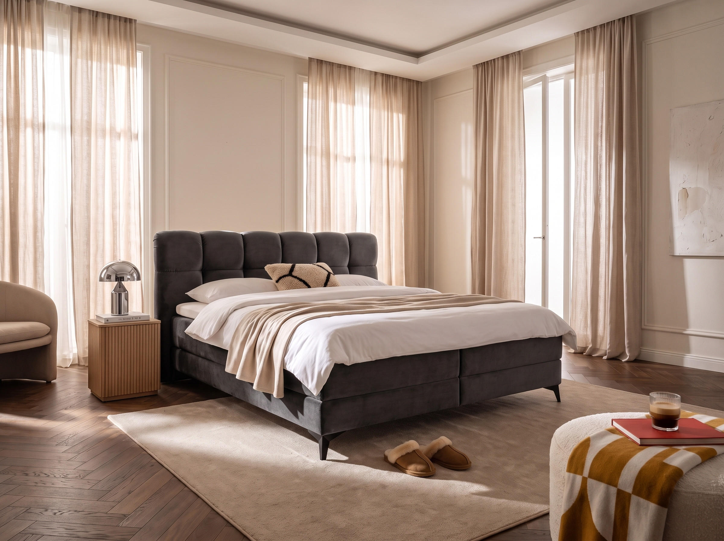 wonello Boxbett Anthrazit 180x200 cm