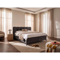 BOXBETT Marbella 160/200 cm Samt Anthrazit mit Bettkasten, mit Matratze, mit Topper H2/H3 - Anthrazit/Schwarz, Textil (160/200cm) - wonello