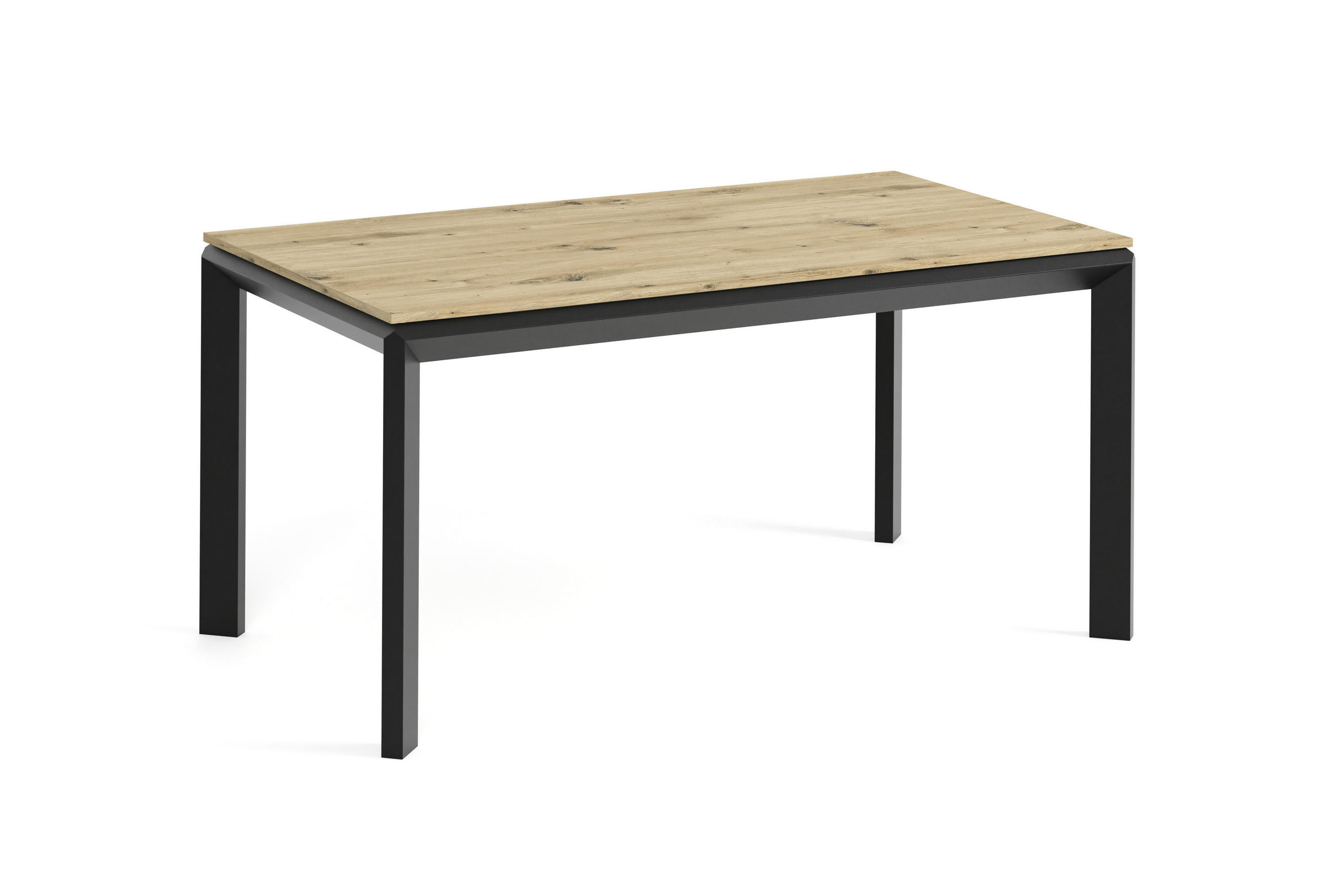 Meblini Esstisch Eiche Artisan, Schwarz 160x76x90 cm