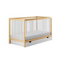 BABYBETT mit Schublade 70x140 cm in Natur-Weiß - Naturfarben/Weiß, Holz (70/140cm) - Kids Collective
