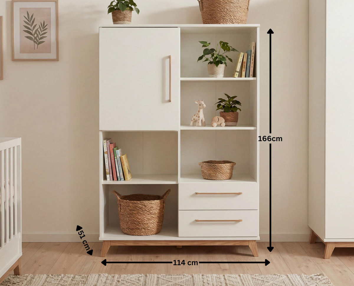 STANDREGAL Lina Soft-Close und Türdämpfung Weiß/Walnuss - Walnussfarben/Weiß, Holz/Holzwerkstoff (114/166/51cm) - arthur berndt