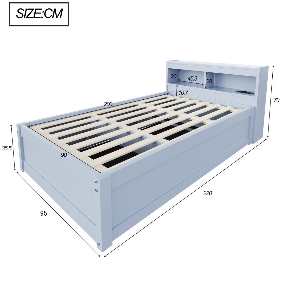 JEDNOLŮŽKO 90/200 cm s LED osvětlením, zásuvkou, hydraulickým úložným prostorem a policemi z MDF, Šedá - šedá, kompozitní dřevo (90/200cm) - Redom