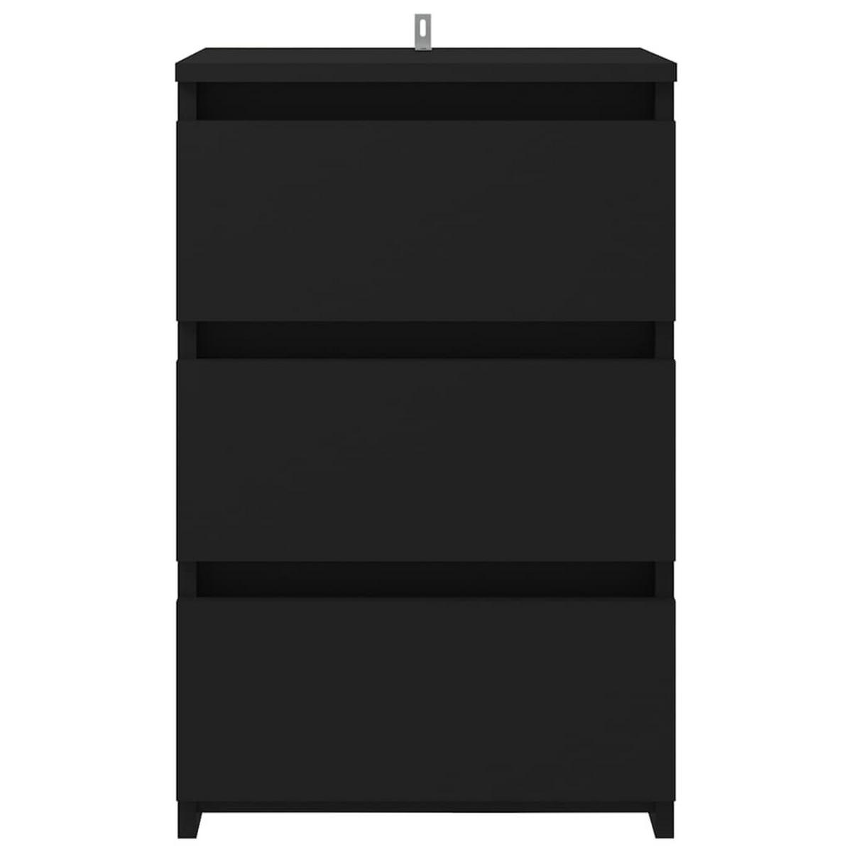 NACHTTISCH mit 3 Schubladen 40/35/62,5 cm aus Holzwerkstoff in Schwarz - Schwarz, Holz (40/62.5/35cm) - vidaXL