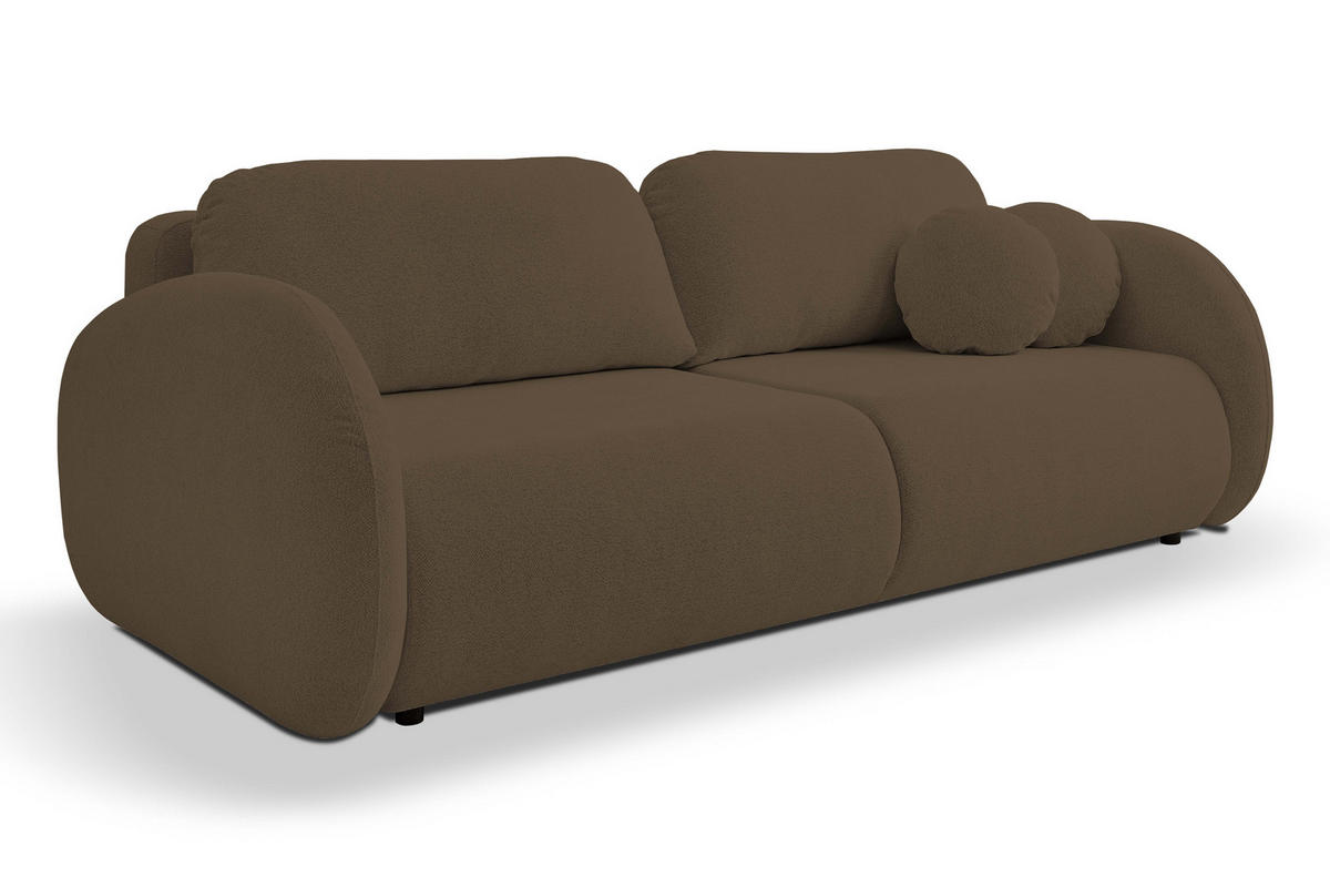 SOFA LOOP Schlaffunktion & Bettkasten PUR-Schaum Schwarze Kunststofffüße skandinavischer Stil lose Rückenkissen freistehend 234x112x86 cm Brown - Braun, Holz/Textil (234/86/112cm) - DomoHome