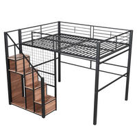 HOCHBETT 140/200 cm schwarz mit integrierter Staufunktion und Sicherheitsleiter - Schwarz, Metall (140/200cm) - OKWISH