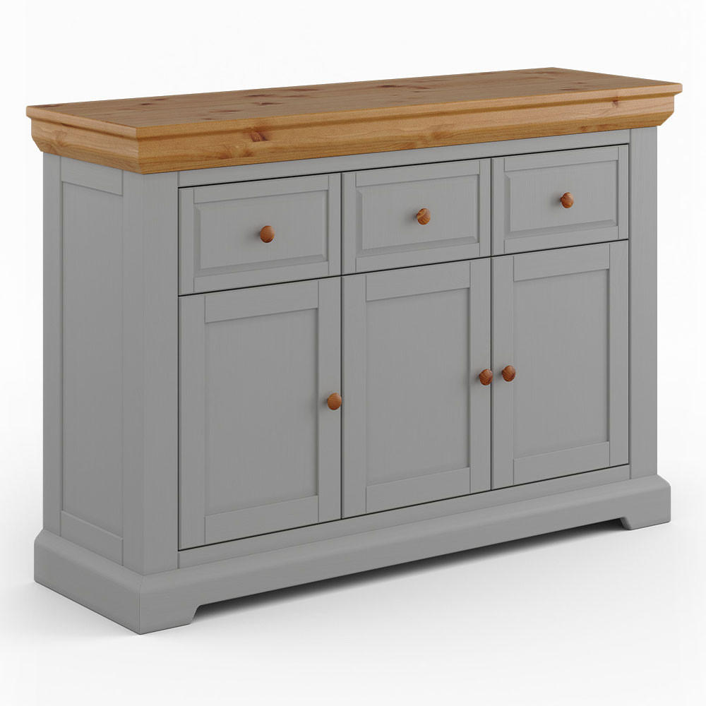 KOMMODE Marone Elite Grau / Kiefer Natur 131,5 / 41 / 92cm - Grau/Kieferfarben, Holz (131.5/92/41cm) - Feldmann-Wohnen
