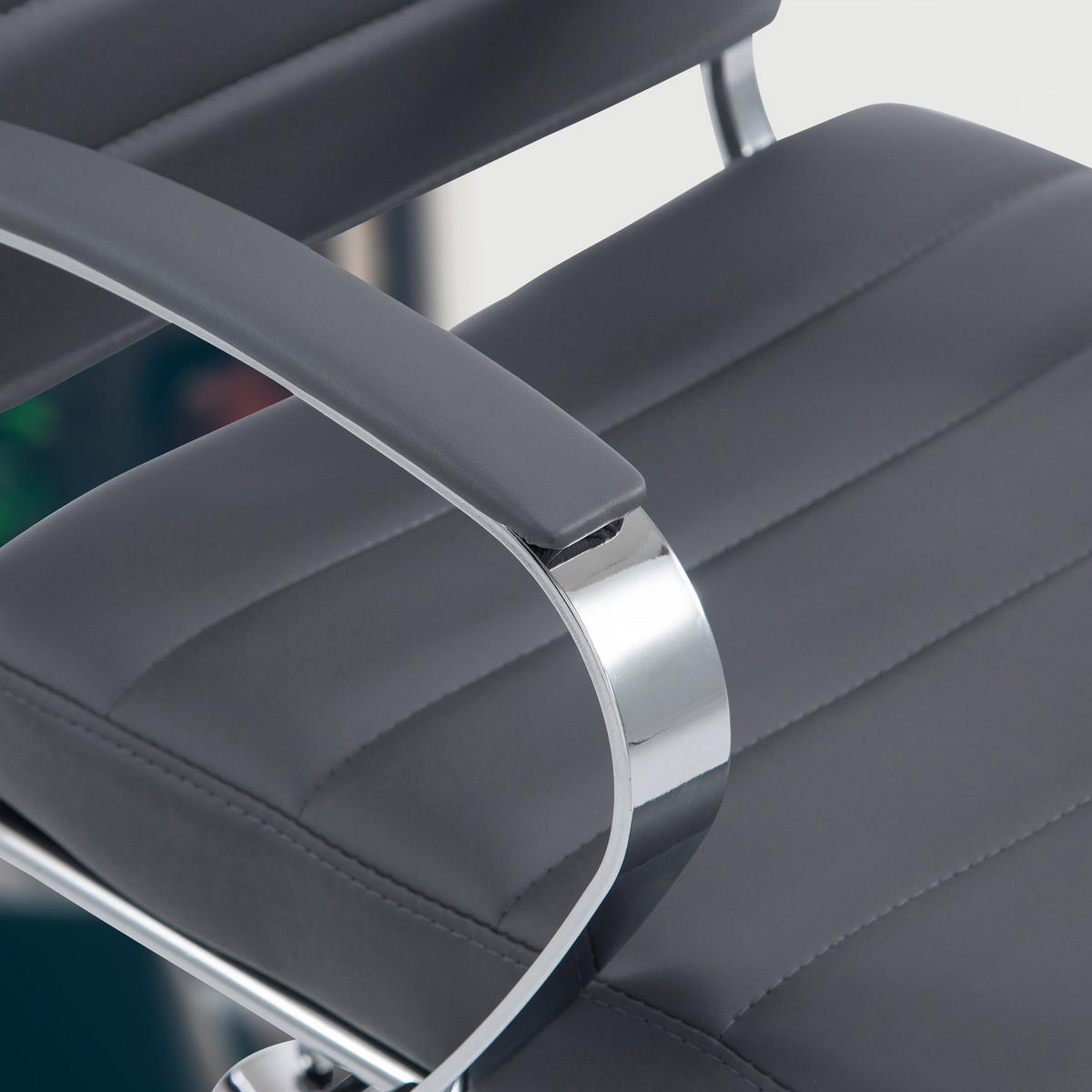 BÜROSTUHL Rynex Kunstleder grau - Chromfarben/Grau, Metall (57/100/62cm) - TPFLiving