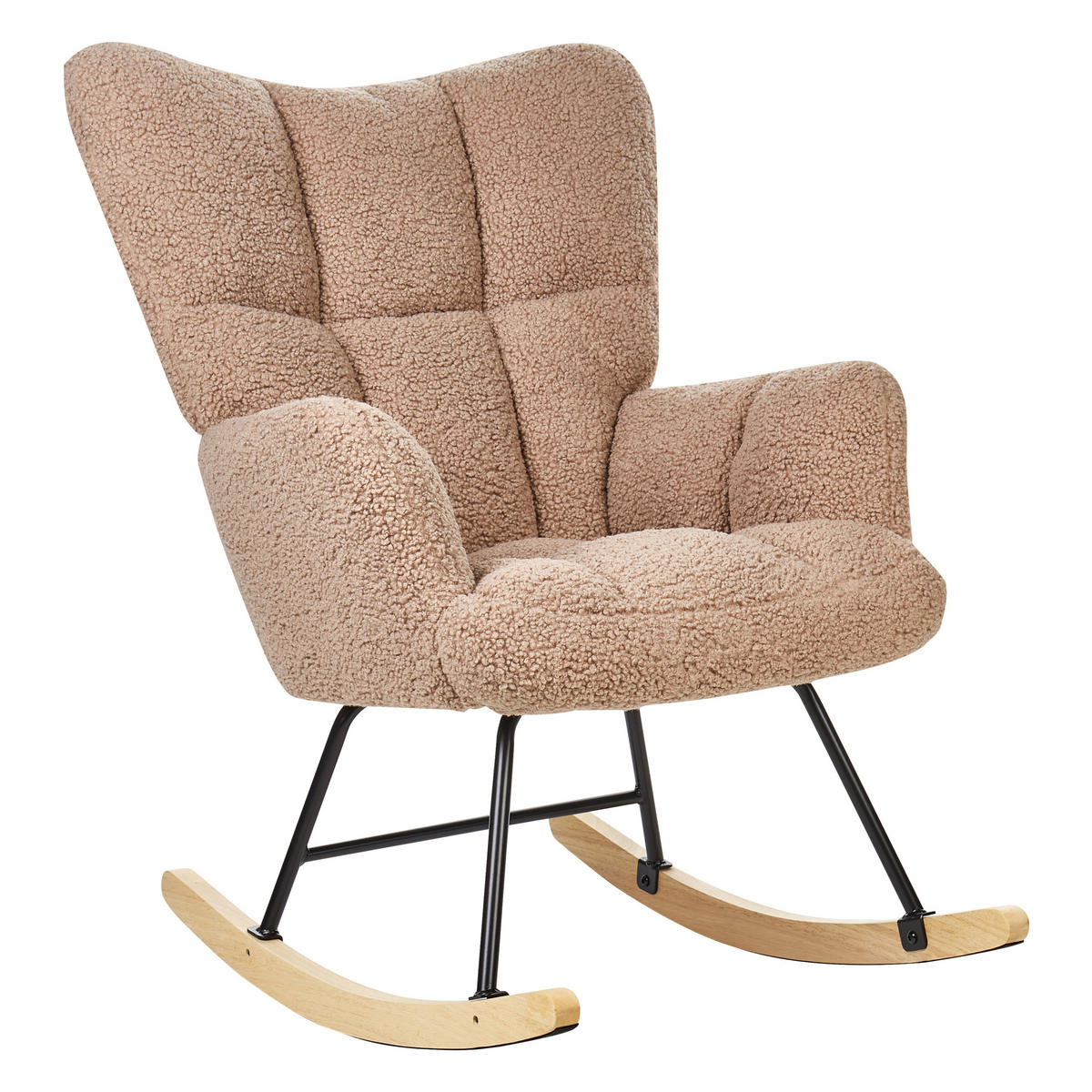 HOUPACÍ KŘESLO Bouclé Pískově béžové Oulu - černá/písková barva, textil (71/104/83cm) - Beliani