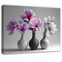 LEINWANDBILD Blumen in einer Vase Natur Rosa 60x40 cm - Multicolor, Holzwerkstoff (60/40cm) - Wallarena