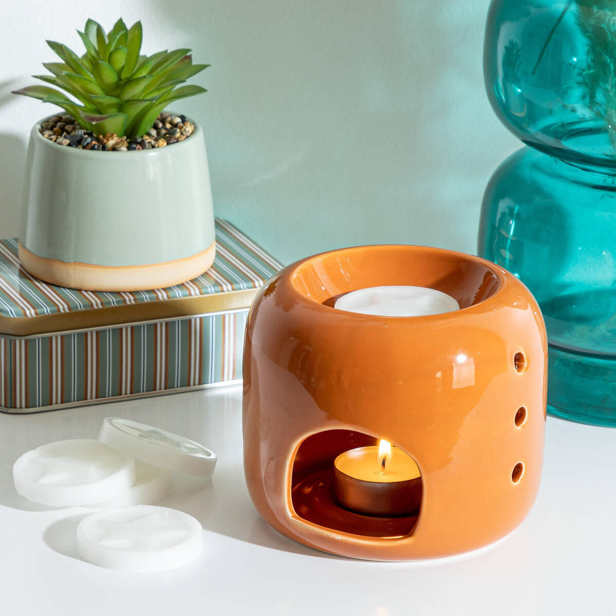 DUFTLAMPE Keramik - Orange, Keramik (12/10/12cm) - Atmosphera Createur d´interieur
