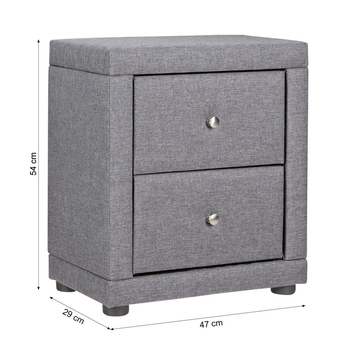 NACHTTISCH grau - Grau, Textil (47/54/29cm) - Homestyle4u