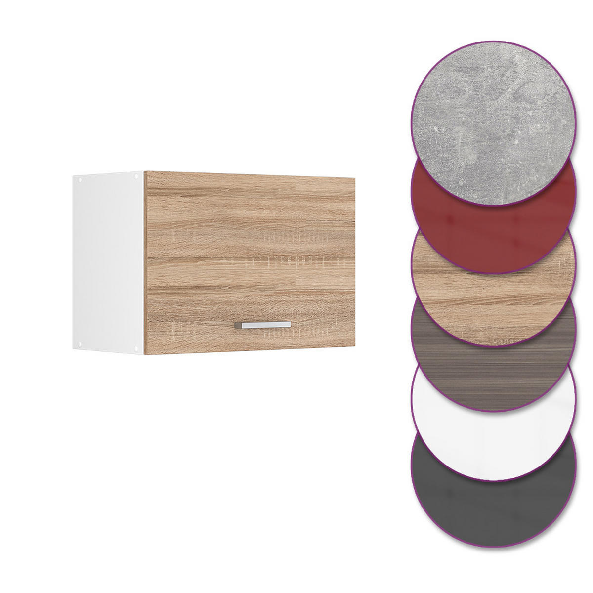 HÄNGESCHRANK R-Line Sonoma 60 cm Flach - Weiß/Sonoma Eiche, Holzwerkstoff (60/40/31cm) - Vicco