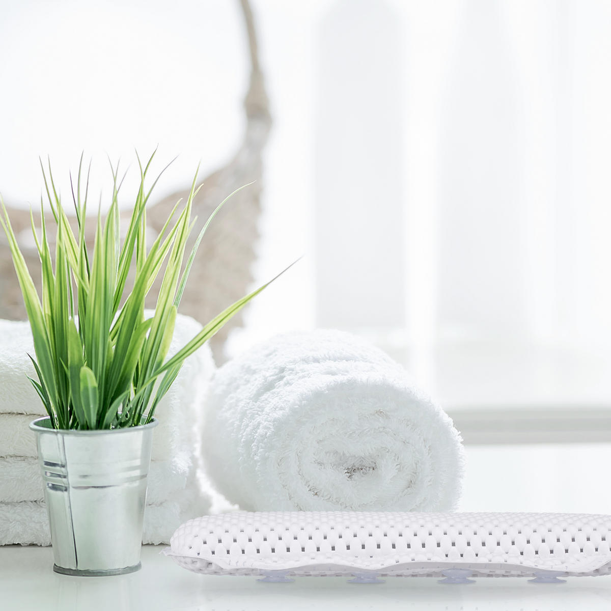 BADEWANNENKISSEN - Weiß, Kunststoff/Textil (30.5/3.5cm) - Relaxdays