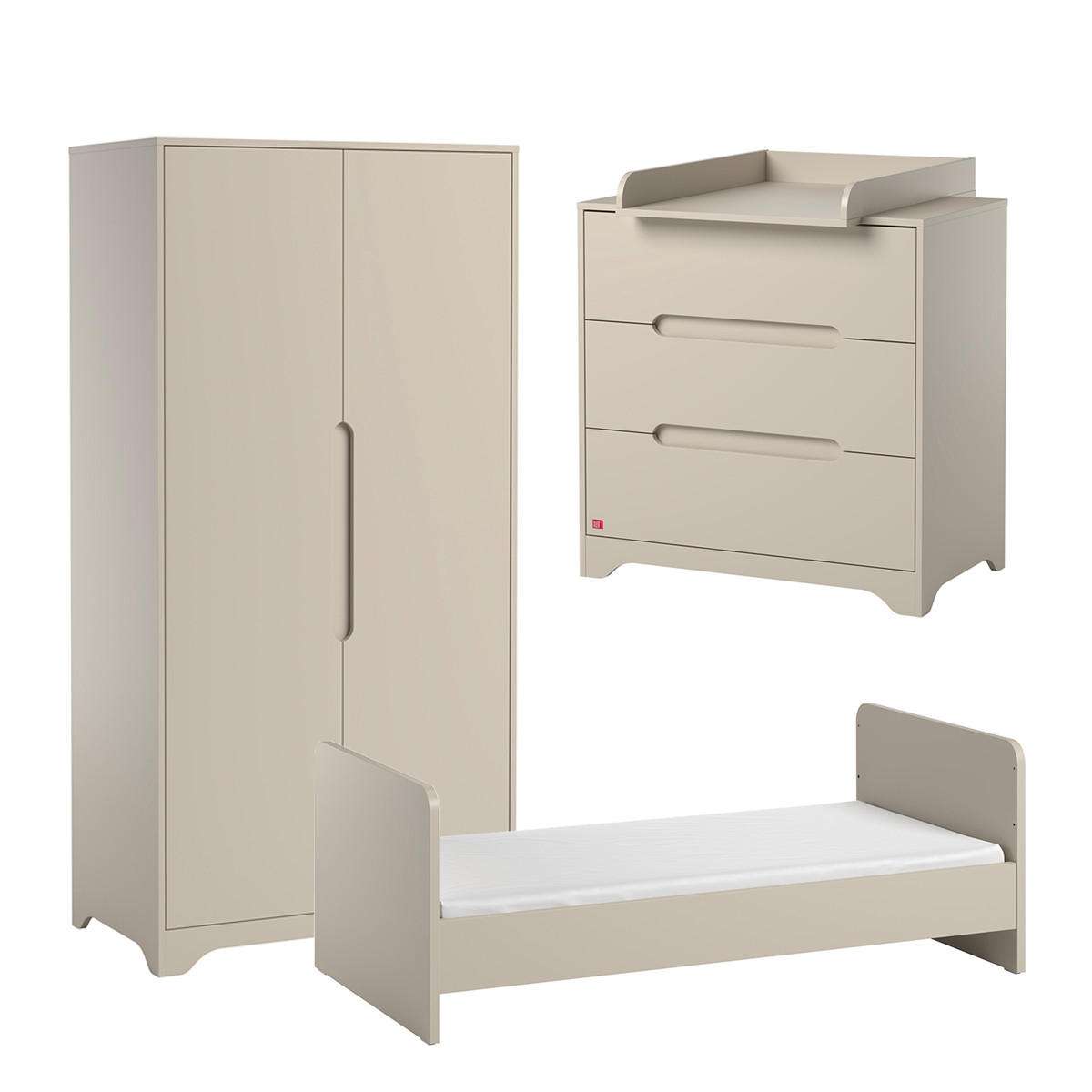 BABYZIMMER 3-teilig Ova Beige - Beige, Holzwerkstoff (144.5/86/75cm) - Petits-meubles
