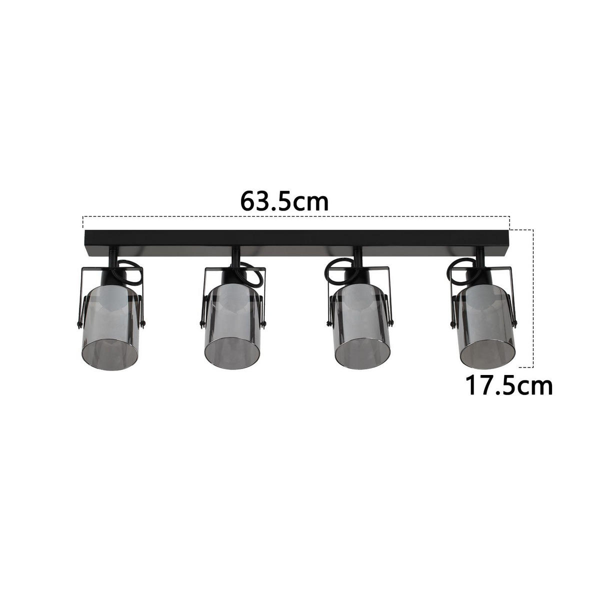STRAHLER Minden 4-flammig 63.5/9.5/18 cm - Schwarz, Metall (63.5/9.5/18cm) - Nettlife