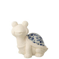 DEKOOBJEKT SCHILDKRÖTE AUßENBEREICH Beige - Blau, Glas/Naturmaterialien (24/34/36.5cm) - J-Line