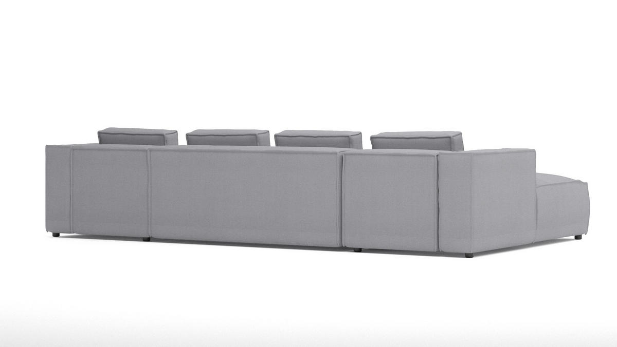 WOHNLANDSCHAFT Zenith Grau Luxusmicrofaser - Schwarz/Grau, Holz/Kunststoff (327/64/176cm) - S-Style Möbel