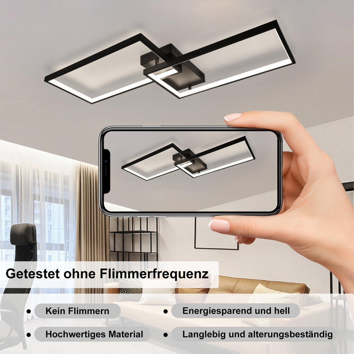 LED-DECKENLEUCHTE Edith 80/39/7.5 cm - Schwarz, Kunststoff (80/39/7.5cm) - Nettlife