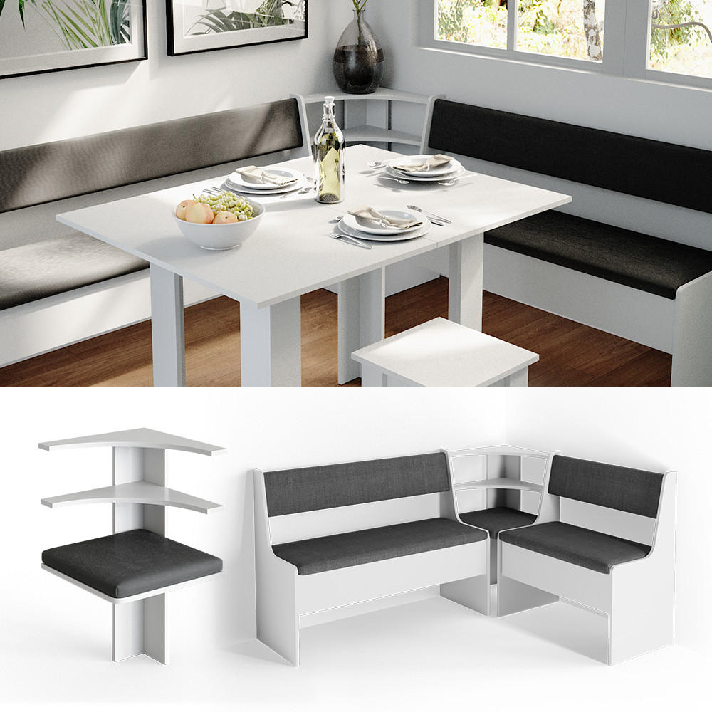 ESSZIMMER-ECKBANK Roman Weiß 43.5 x 43.5 cm - Anthrazit/Weiß, Holzwerkstoff (43.5/78/43.5cm) - Vicco