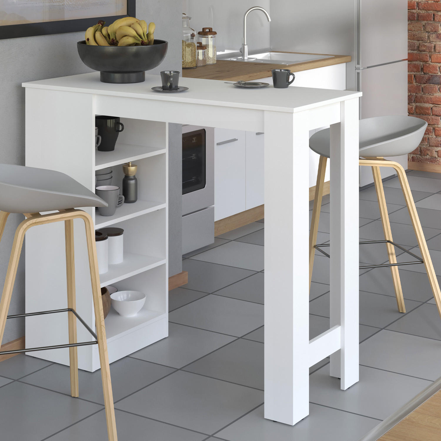 BARTISCH Weiß 120/105/50 cm - Weiß, Holz (120/105/50cm) - Homestyle4u