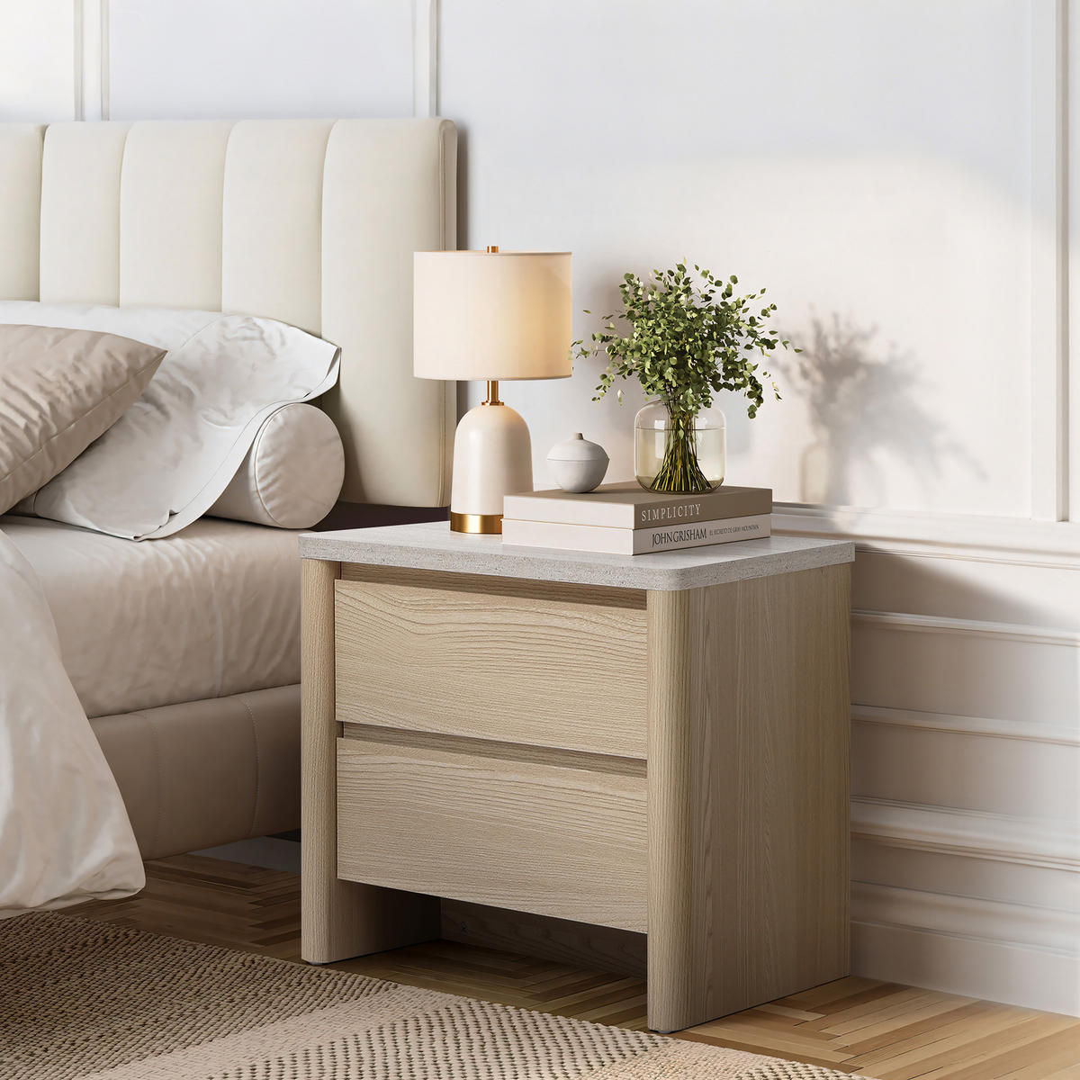 NACHTTISCH Modern mit Schublade & offenem Fach, Holzoptik | B53 x T45 x H50 cm - Braun, Holzwerkstoff (53/50/45cm) - Hometopia