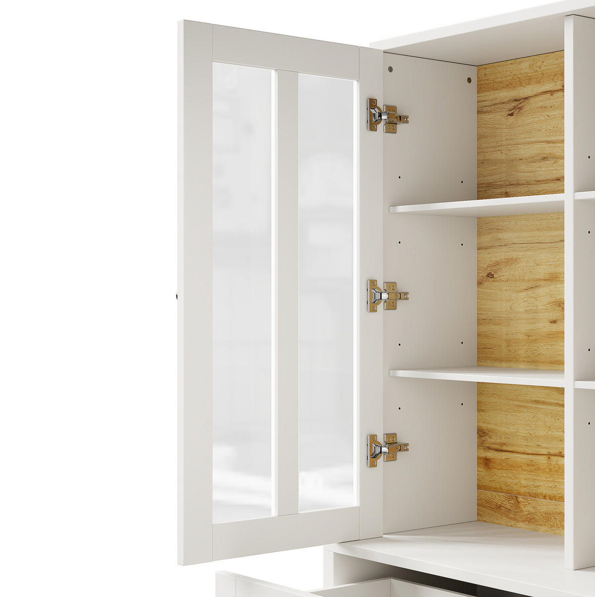 BUFFET 140/175/38,5 cm Weiß aus Acryl und MDF mit Kippschutz - Weiß, Holzwerkstoff (38.5/175/140cm) - OKMYHOME