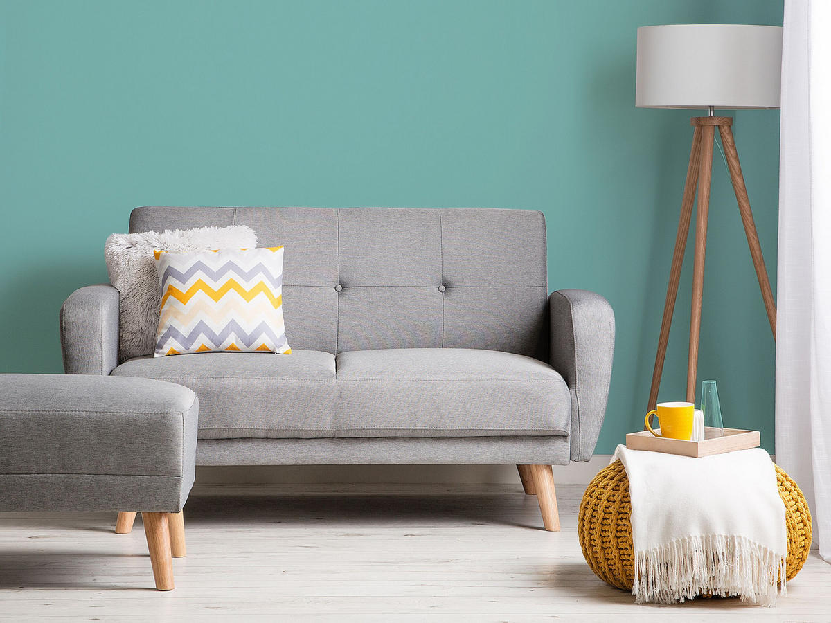 2-SITZER-SCHLAFSOFA Polyester Grau Florli - Hellgrau, Textil (155/82/85cm) - Beliani