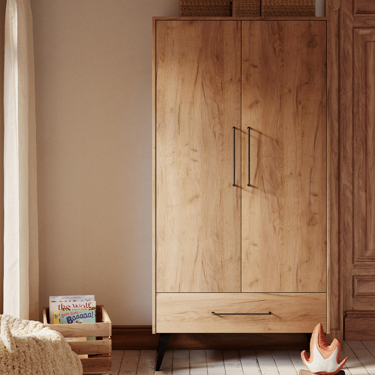 SKŘÍŇ 2DVEŘOVÁ Retro Dřevo - hnědá, kompozitní dřevo (100/199.6/52.4cm) - Petits-meubles